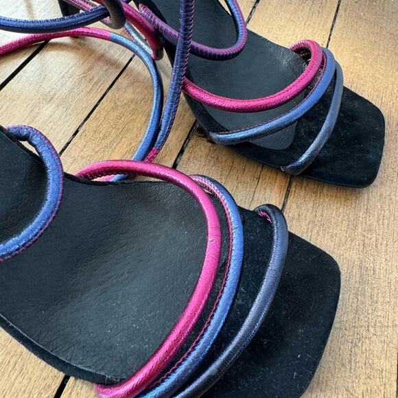 Free People Jessa Metallica Cord Ankle Wrap Suede Heels 39 / 9 - Picture 8 of 9